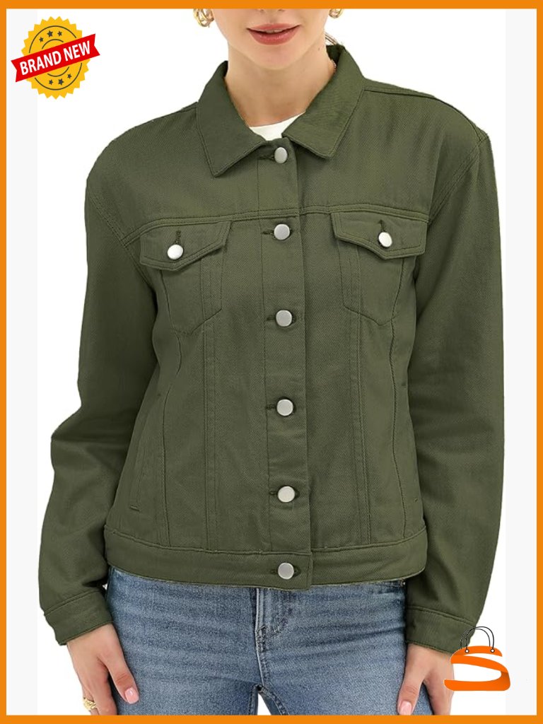 Button Down Denim Jacket With Pockets - Classic Jean Jacket